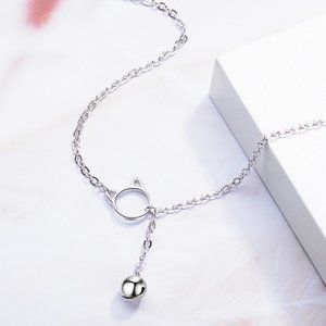 NEW 925 Sterling Silver Cat Bell Bracelet